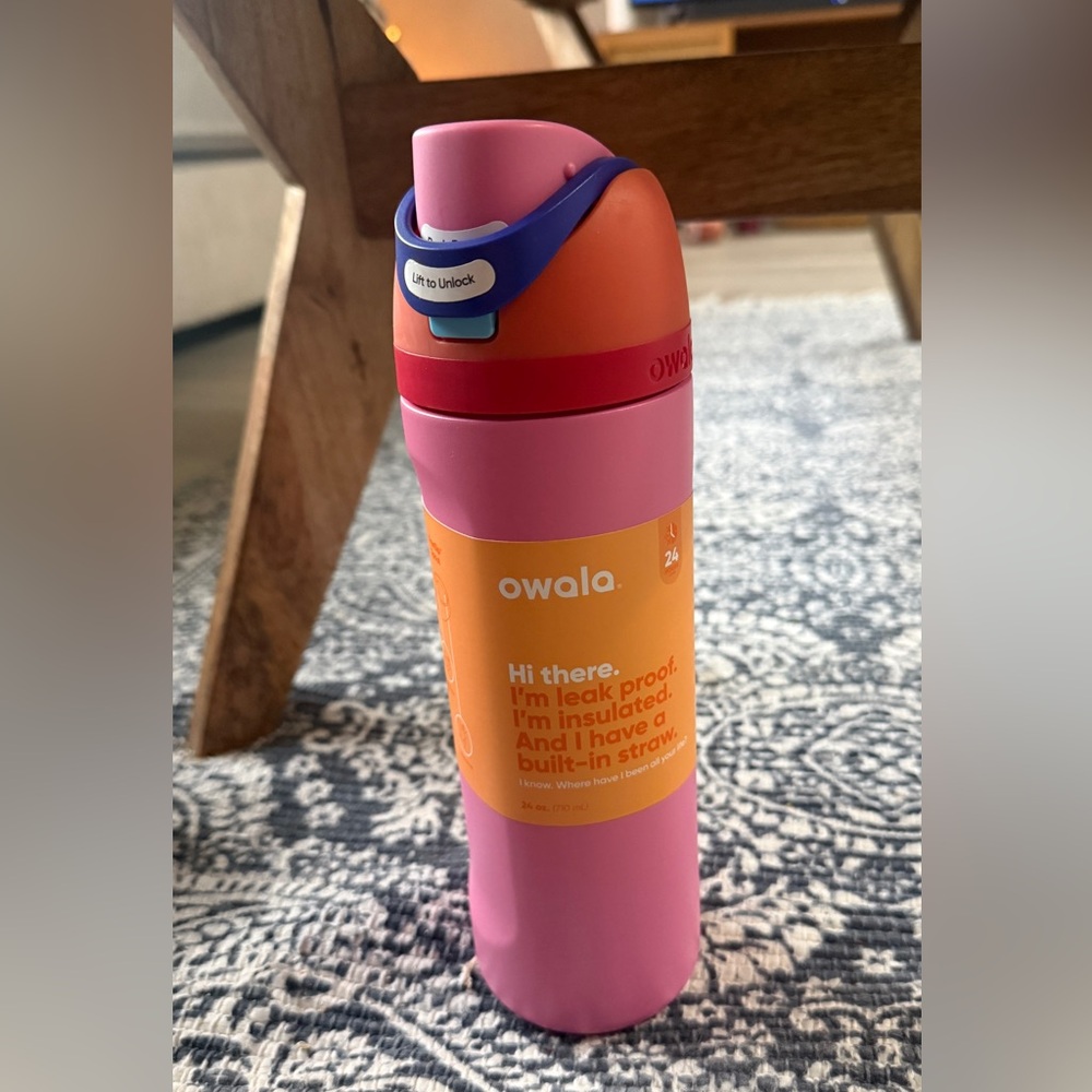 Owala Pink and Orange Insulated Water Bottle with Straw